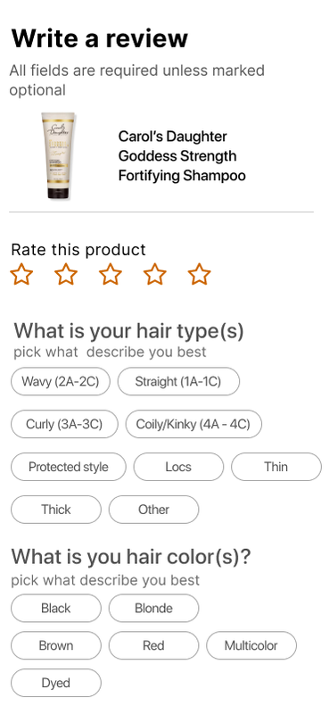 i-OS Form to Write reviews -shampoo