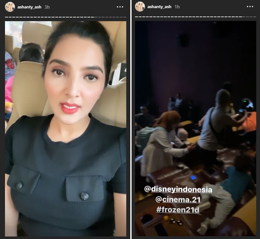 Ahanty nonton bioskop bareng keluarga