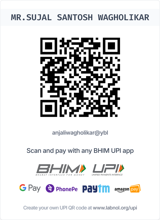 UPI QR Code for donations to Sujal Wagholikar