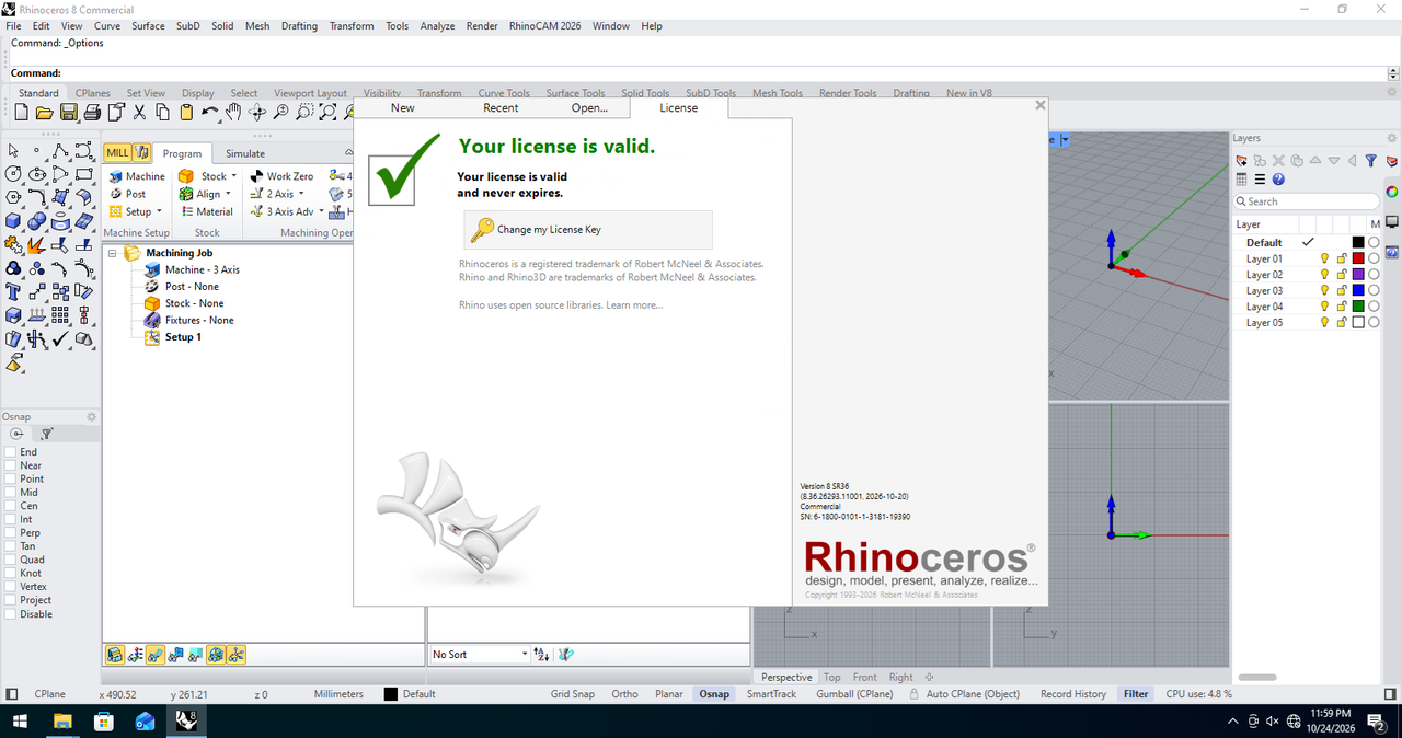 Working with Rhinoceros 8 SR36 v8.36.26293.11001 full activated