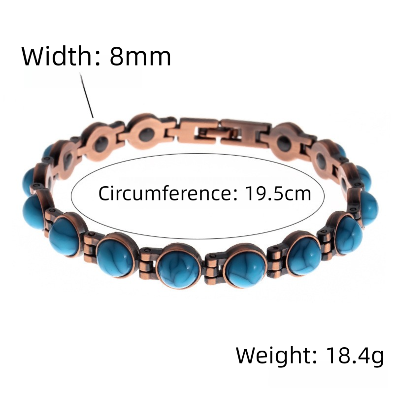 Vintage-Inspired Women's Copper-Tone Magnetic Bracelet – Turquoise Accent Magnetic Bangle