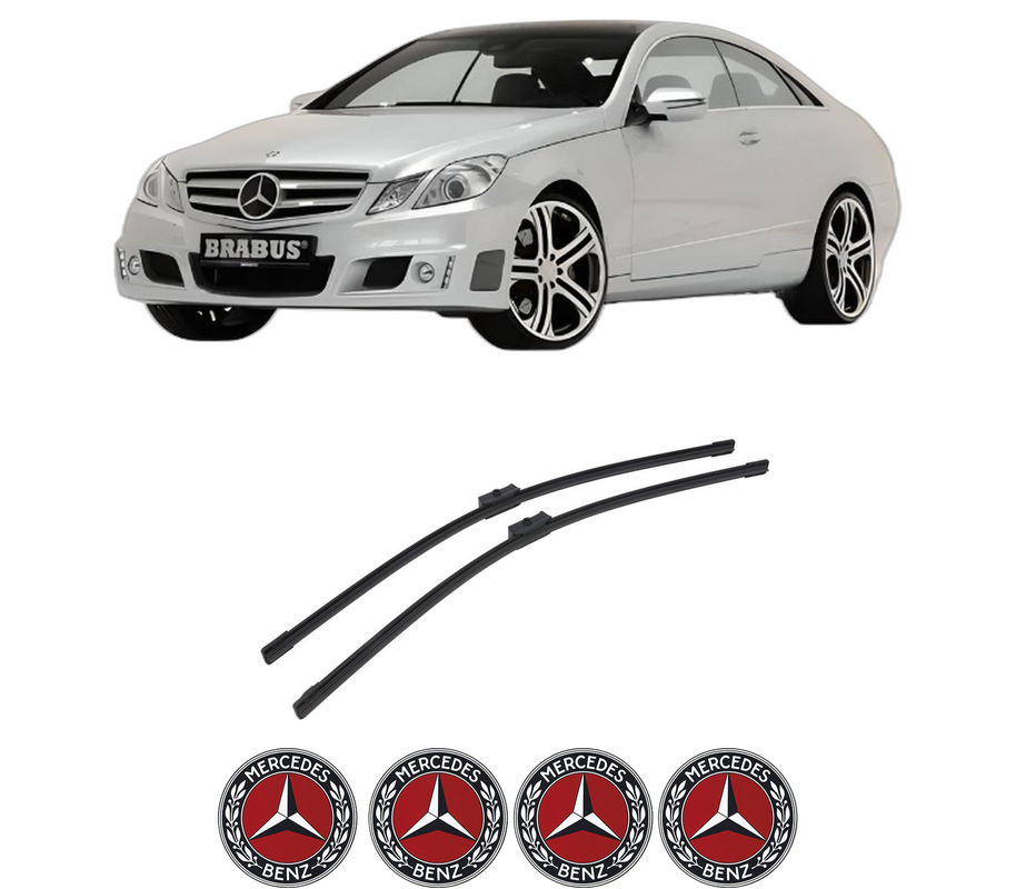 Set stergatoare auto MERCEDES-BENZ E-CLASS Coupe (C207) din 2009-2016, pentru parbriz auto, 2 bucati, Bosch Aerotwin, din cauciuc siliconat rezistent, 4 Stickere Auto MERCEDES-BENZ