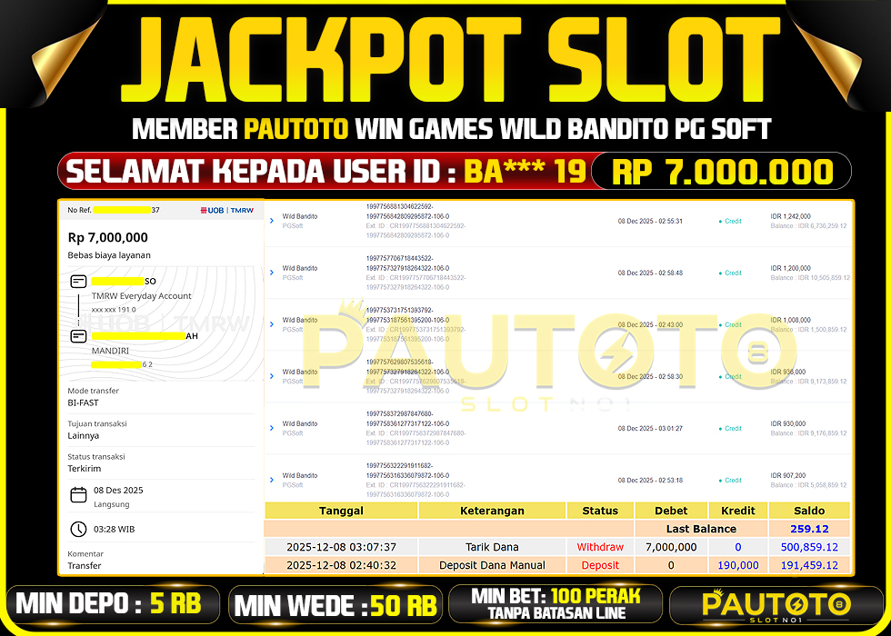 BUKTI JACKPOT LUNAS PAUTOTO