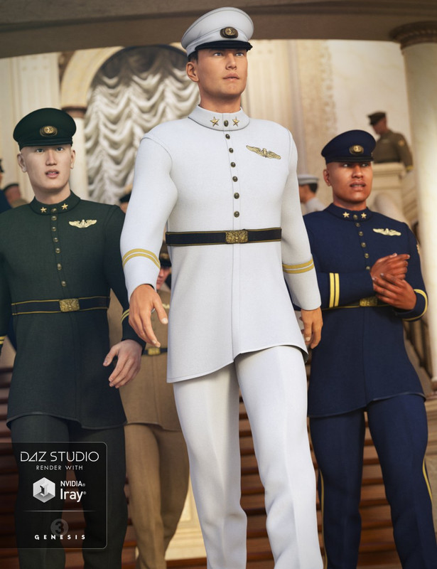 Military Dress Uniform(Converted From G3M to G8M) And Ceto Hair For Genesis 8 Male