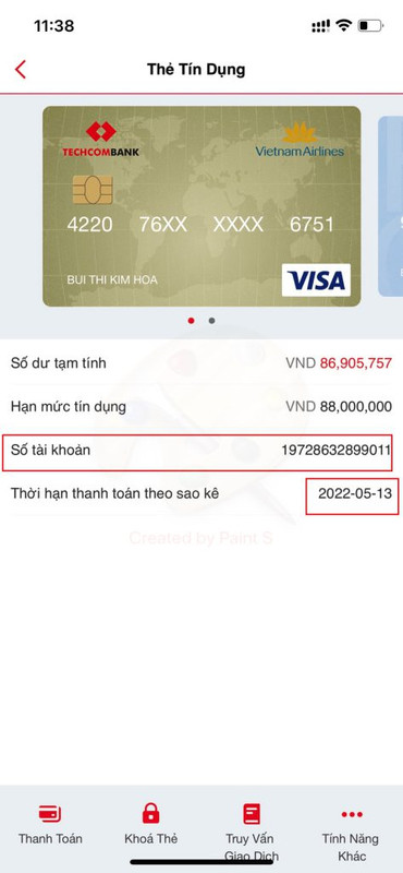 sao ke the tin dung techcombank, dao han the techcombank o hai duong