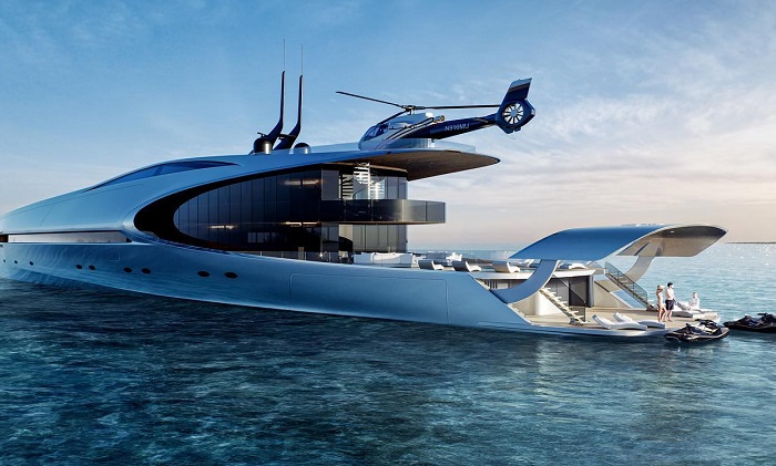 Unique 71, superyacht dengan desain unik yang menyerupai pisau raksasa.