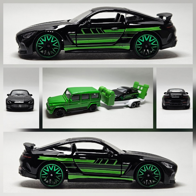 Majorette 232N Mercedes AMG GT63 ( 2025 Mercedes AMG deluxe trailer serie) met Majorette 250B
