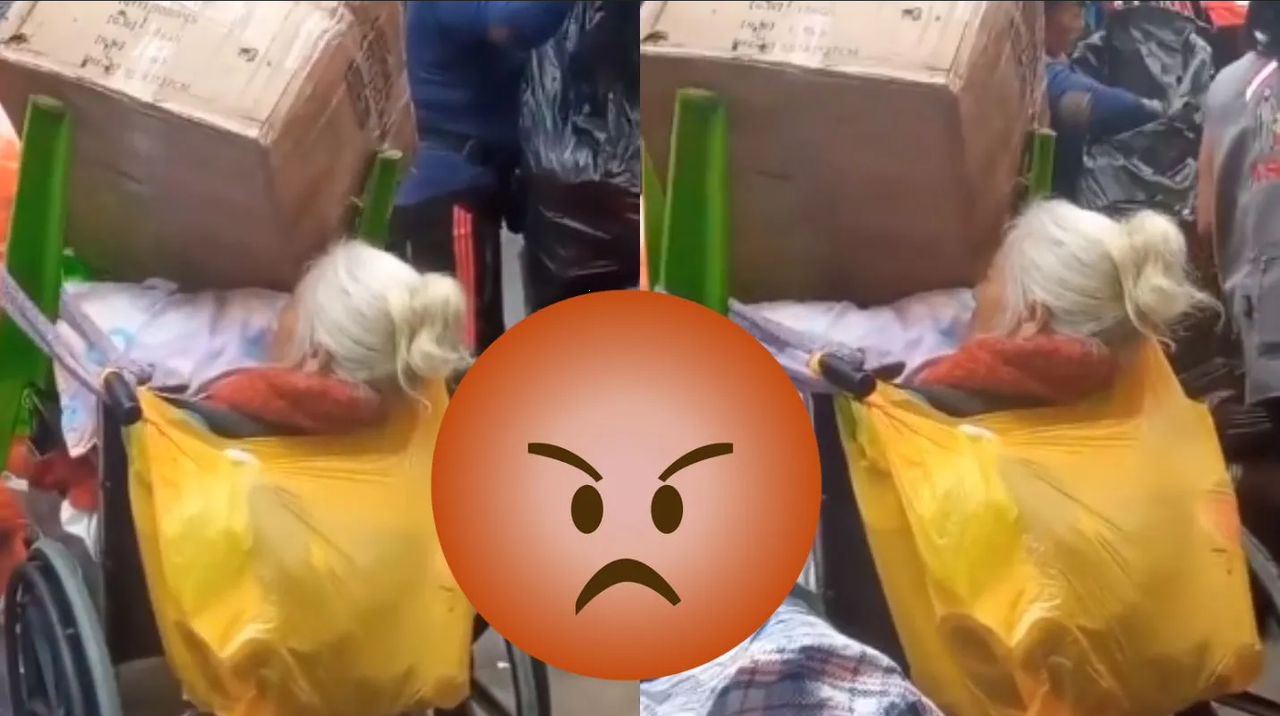 Apilan cosas sobre abuelita en silla de ruedas y se hace viral, '¡no se pasen!'