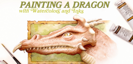 Painting a Dragon Head in Inks and Watercolors- Fantasy Illustration Techniques