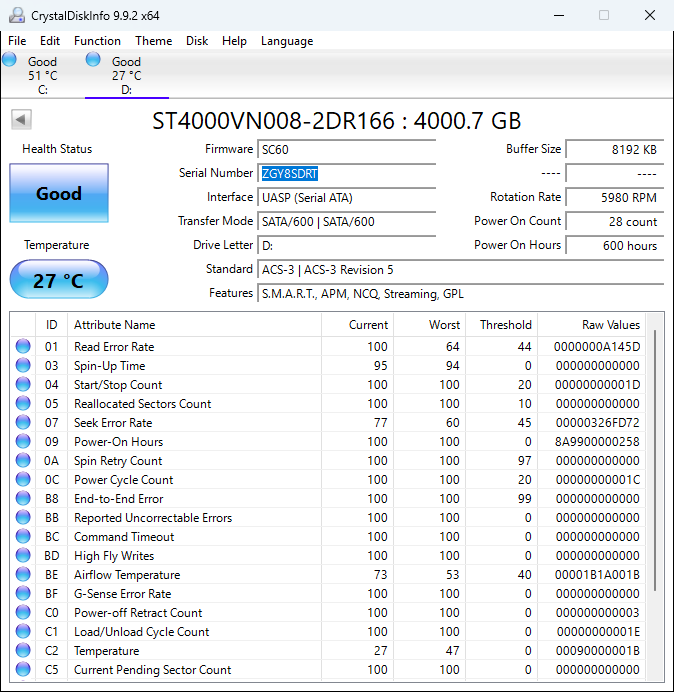Crystal Disk Info ZGY8SDRT
