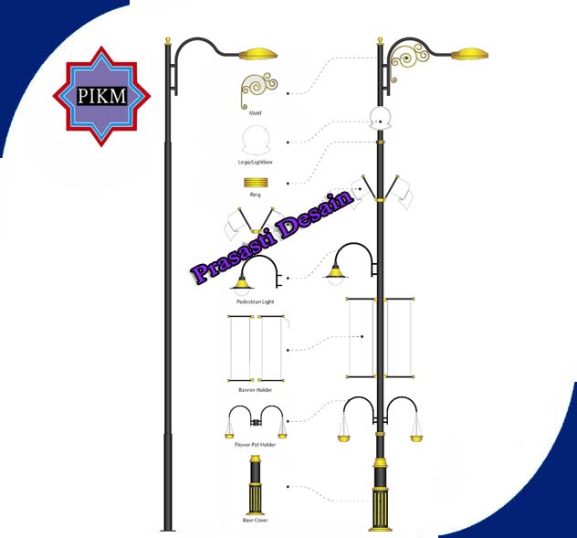 Tiang Lampu Jalan Pju Oktagonal Antik Solar Cell
