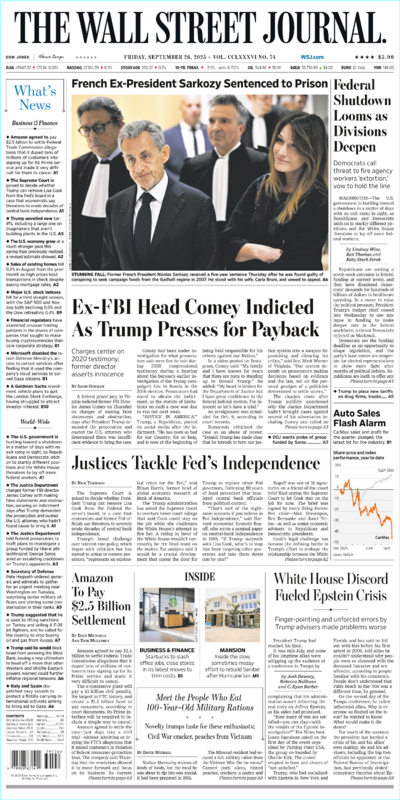 The Wall Street Journal September 26.2025 (Kagan, Robert)