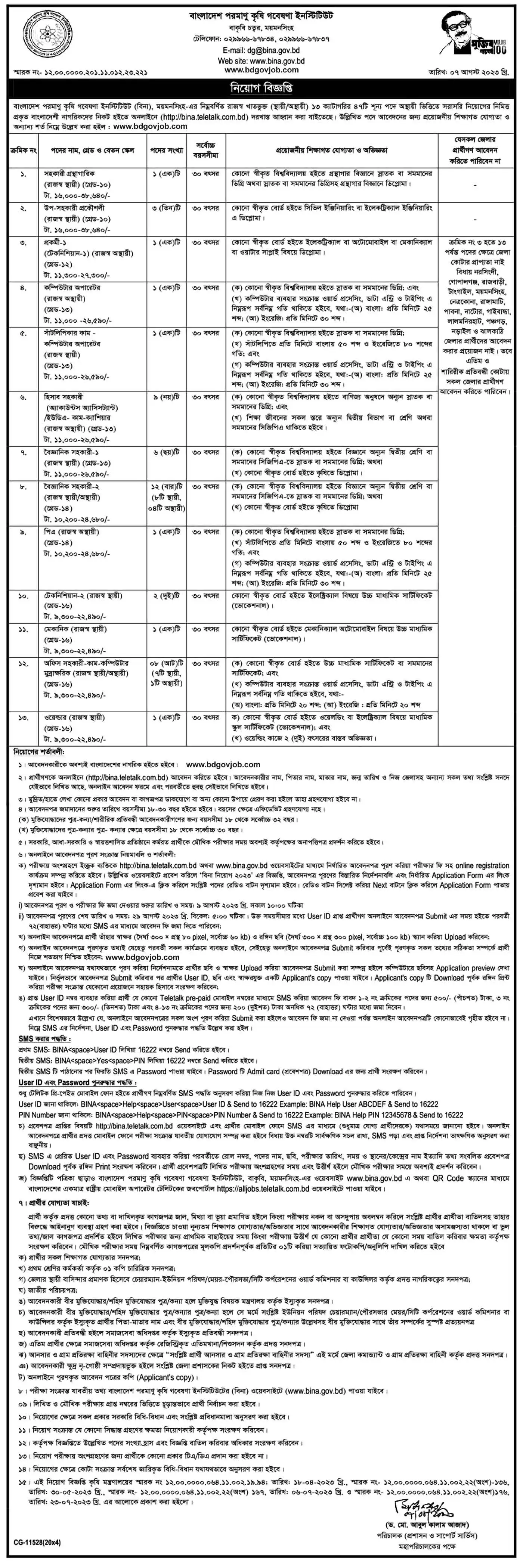 BINA Job Circular 2024