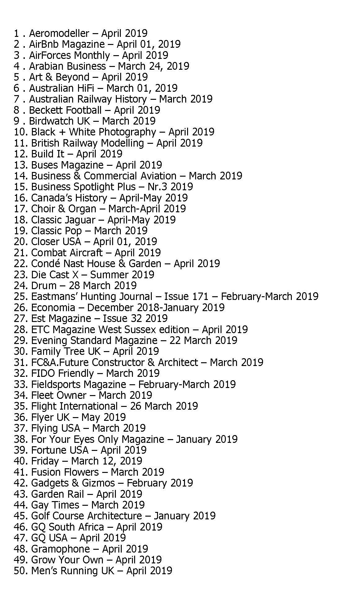 50 Assorted Magazines - April 06 2019 50 Assorted Magazines - April 06 2019