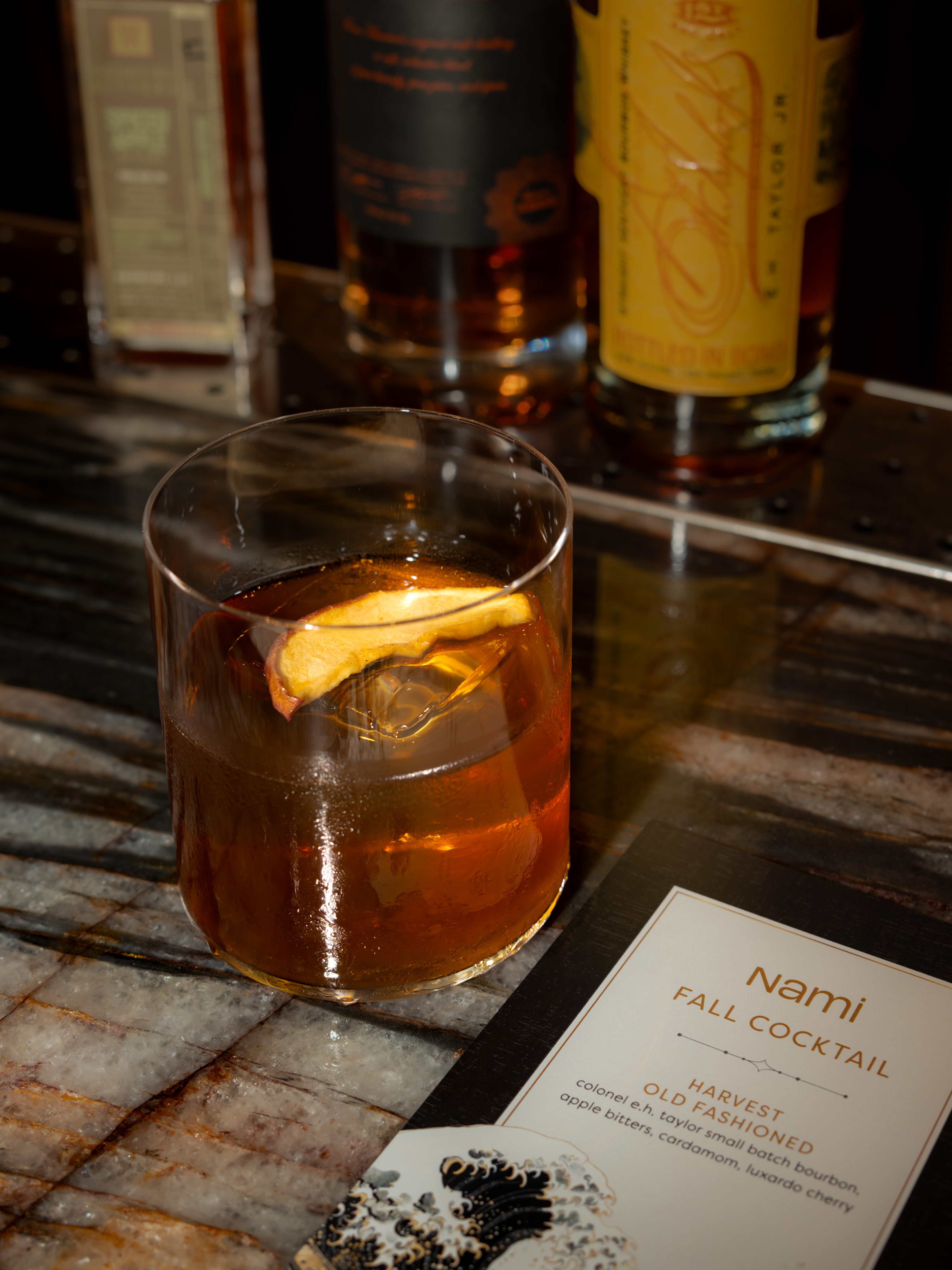 Nami Harvest Old Fashioned seasonal bourbon cocktail at Nami Lake Nona - Food & Beverage Magazine
