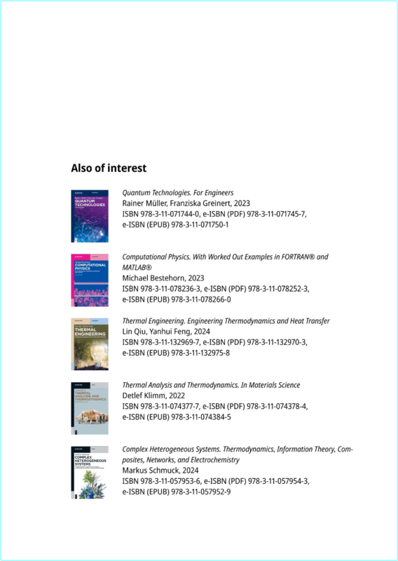 Thermodynamics From Energy And Entropy To Heat Transfer And Phase Transitions De Gruyter Textbook (Rainer Müller)
