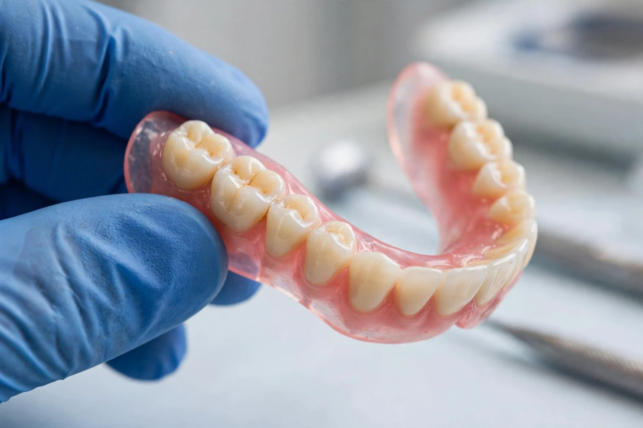 Prótese flexível de silicone sendo flexionada