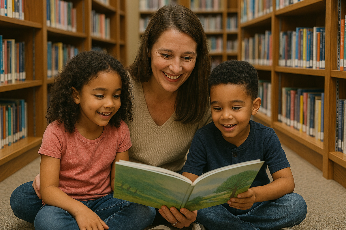 Mom teaching child to read with KidsRead365ParentSupportVideos