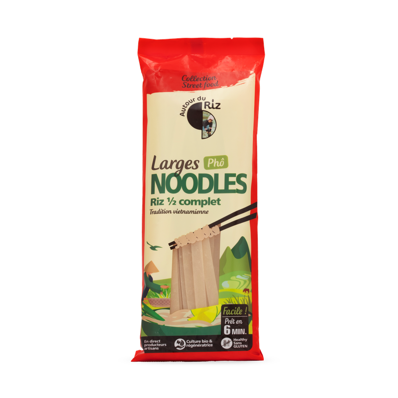 Noodles larges de riz ½ complet – pour Phô, Autour du Riz, 170g