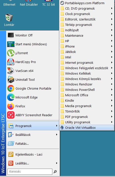Strart menü Programok