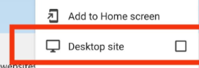 Screenshot showing the location of 'Desktop Mode' in Chrome.