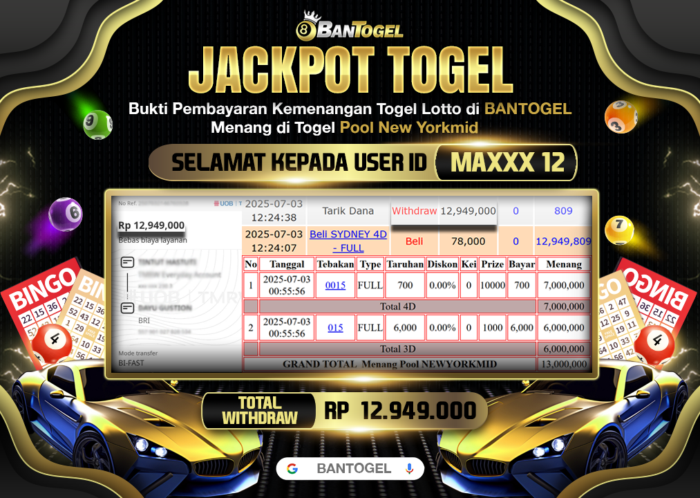 BUKTI JACKPOT LUNAS BANTOGEL