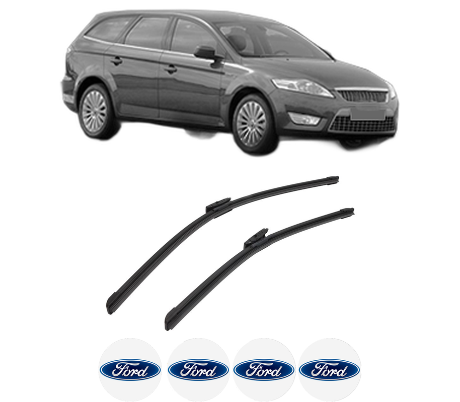 Set stergatoare auto FORD MONDEO IV Turnier (BA7) din 2007-2015, pentru parbriz auto, 2 bucati, Bosch Aerotwin Multi, din cauciuc siliconat rezistent, 4 Stickere Auto FORD