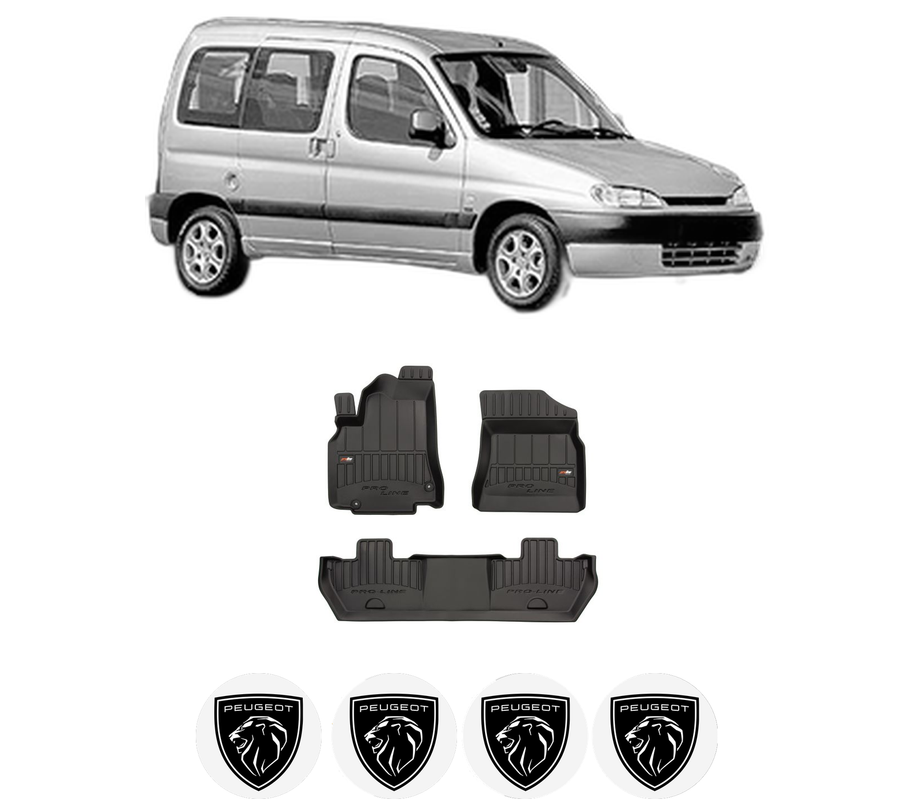 Set covorase presuri PEUGEOT PARTNER MPV (5_, G_) din 1996-2015, auto, din cauciuc thermoplastic, 4 Stickere auto cu PEUGEOT
