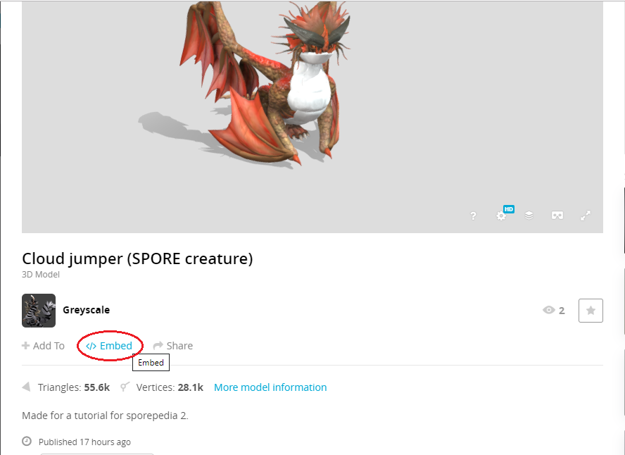 My tutorial of sketchfab 3D creature viewer (v2? 17