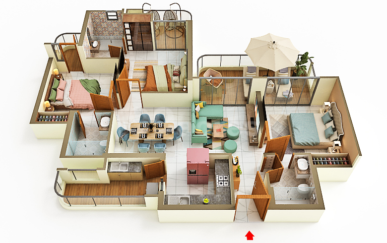 Arihant Seasons 3 BHK 1706 Sq.Ft. Floor Plan
