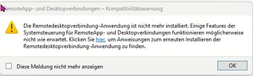 Remote Desktop-App Fehlermeldung