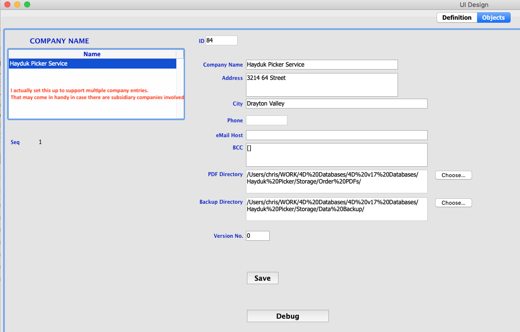 20 UI Design - 'Company' Object Entry