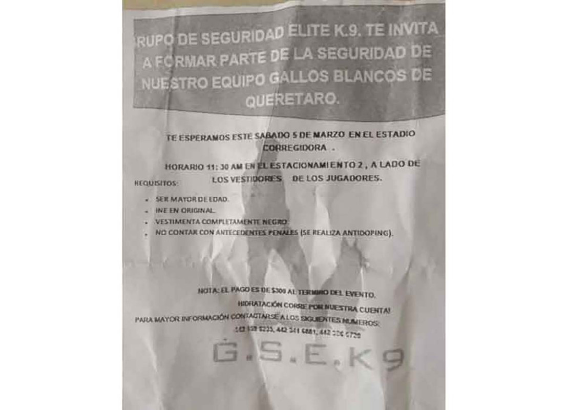 Civiles fueron contratados por 300 pesos para seguridad en La Corregidora