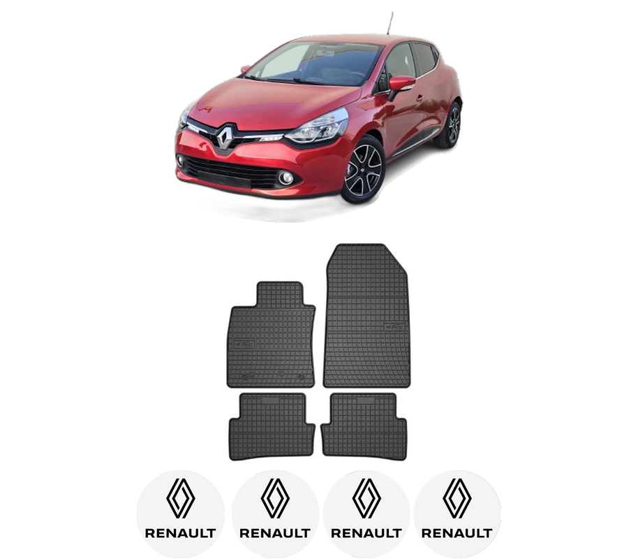 Set covorase presuri RENAULT CLIO IV Hatchback Van (BH_) din 2014-2021, auto, din cauciuc thermoplastic, 4 Stickere auto cu RENAULT