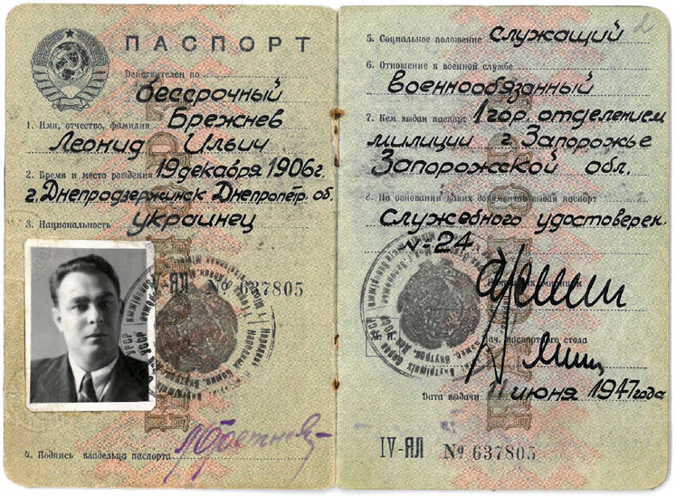 Brezhnev LI Pasport 1947