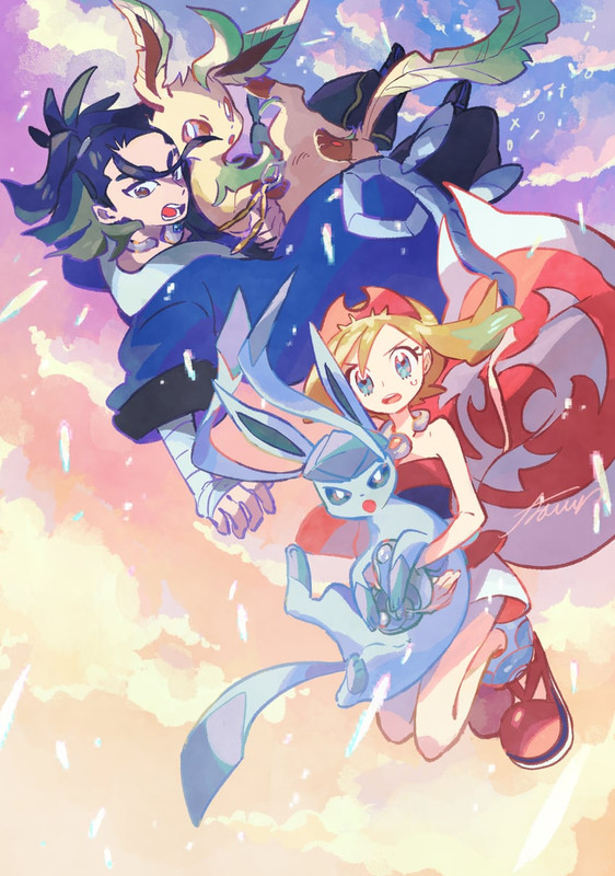 glaceon-irida-leafeon-and-adaman-pokemon