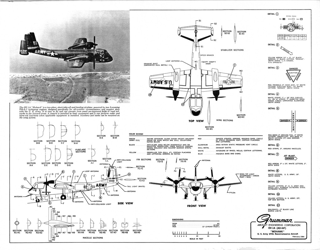 Grumman OV-1A AO-1AF Mohawk 3V