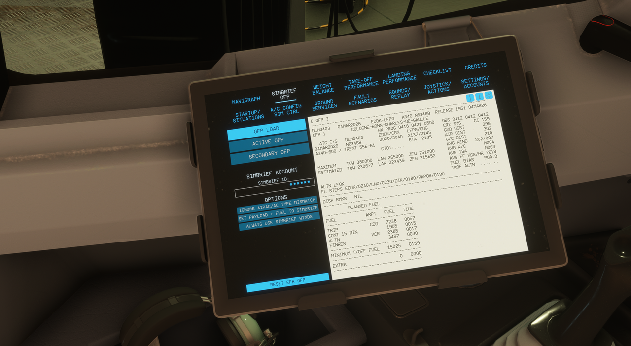 A340-600 Pro Integração com Simbrief