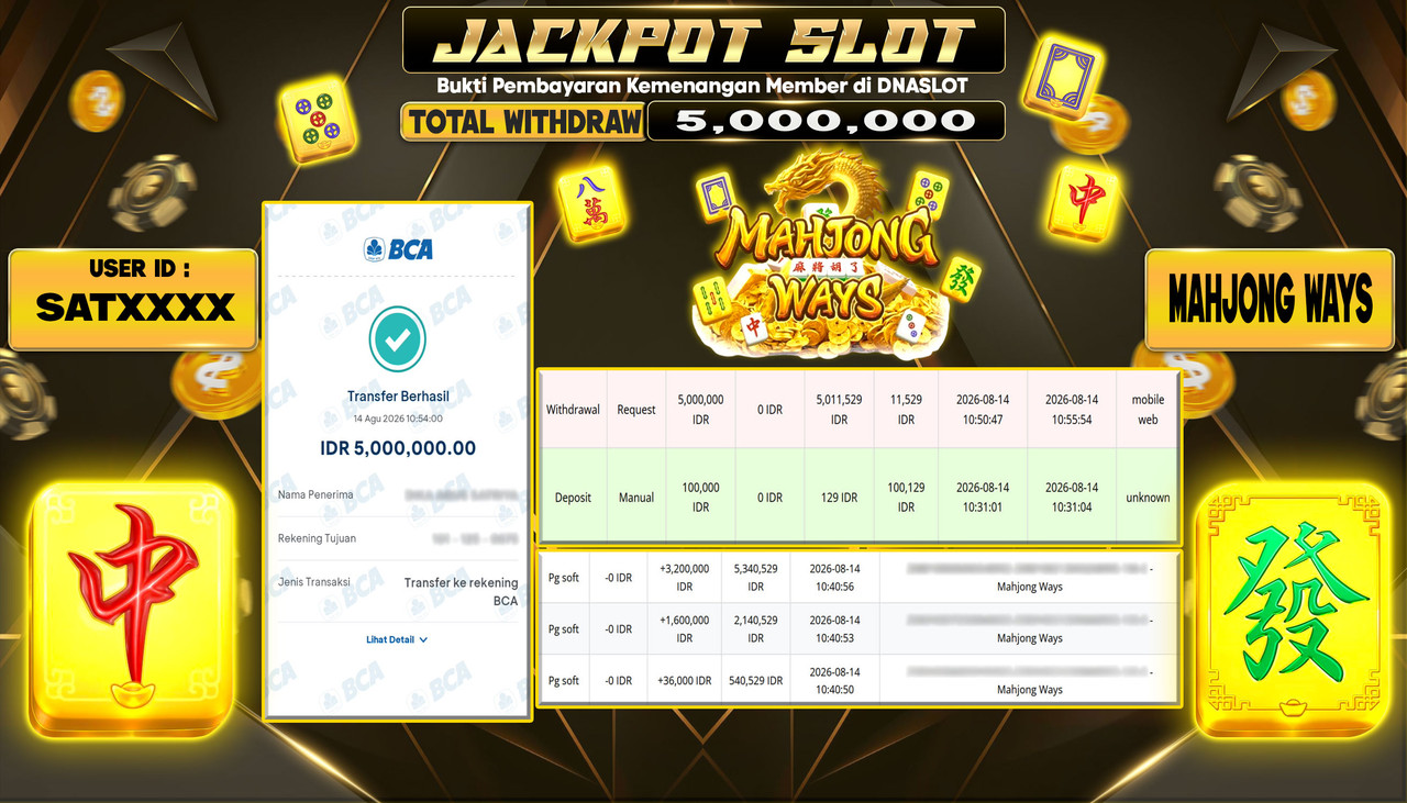 JACKPOT SLOT MAHJONG WAYS 1  14 AGUSTUS 2026
