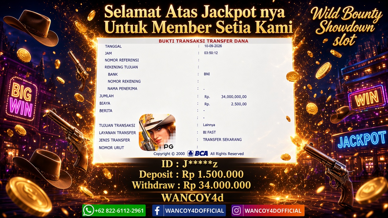 WANCOY4D WildBounty Showdown PG SOFT RP.34.000.000 -LUNAS