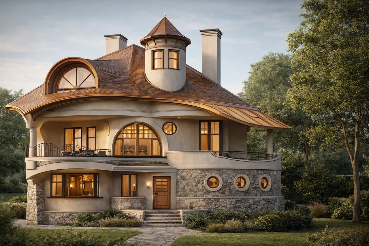 Forest villa concept with timber and large glazing
