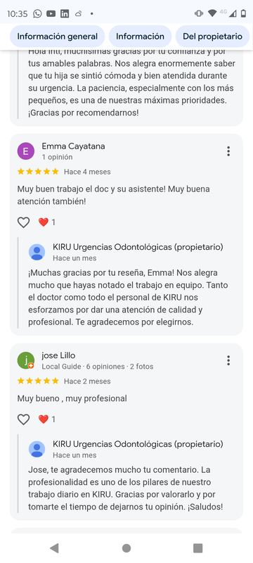 Reseña de paciente satisfecho con Kiru Odontología 3