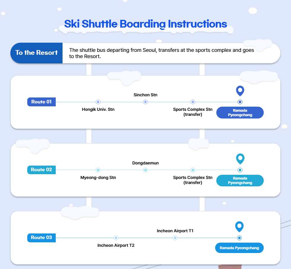 그라운드케이 티라이즈업 스키장 셔틀 노선