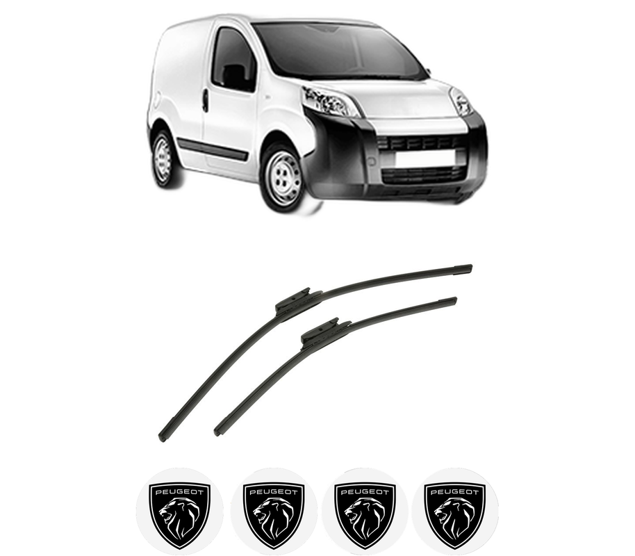 Set stergatoare auto PEUGEOT BIPPER (AA_) din 2008-2010, pentru parbriz auto, 2 bucati, Bosch Aerotwin, din cauciuc siliconat rezistent, 4 Stickere Auto PEUGEOT