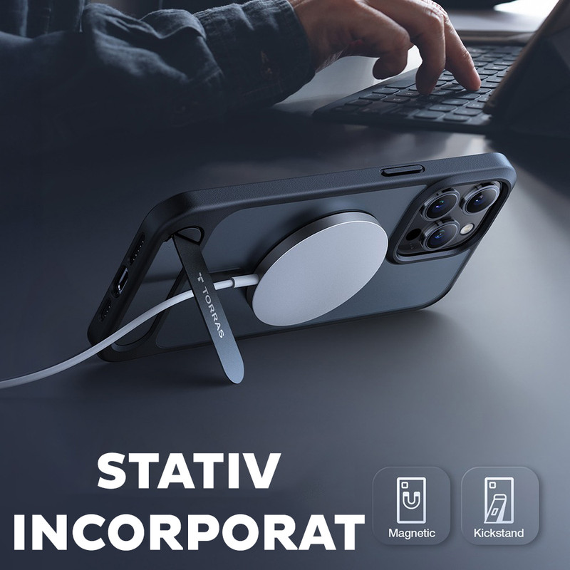 Husa pentru iPhone 17 Torras Pstand, Incarcare wireless, Suport kickstand, Calitate premium, Transparenta imgi 377 2489701