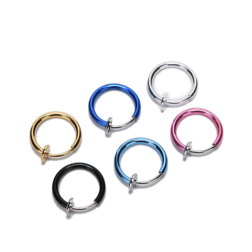 10 Pairs Lips Ear Ring Hoop Clip On Non-Piercing Fake Spring Septum Nose