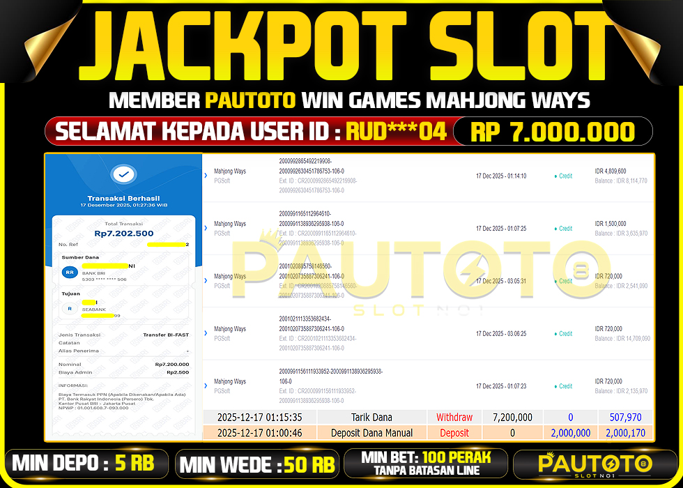 BUKTI JACKPOT LUNAS PAUTOTO