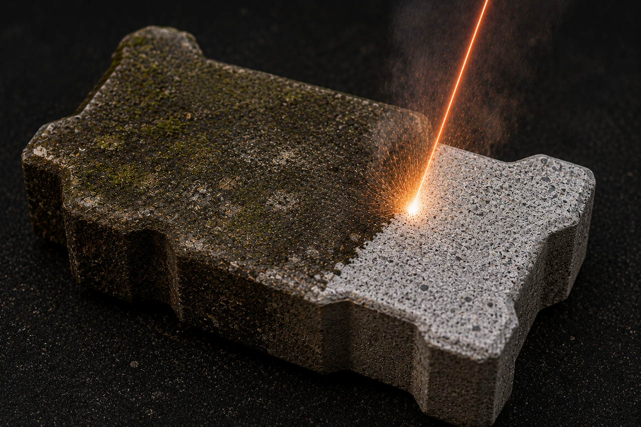 Laserreinigung auf Steinoberfläche