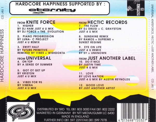 01/04/2023 - Various – Hardcore Happiness (CD, Compilation)(Stage One – CD J4U 1)  1995 R-189773-1340891024-9395