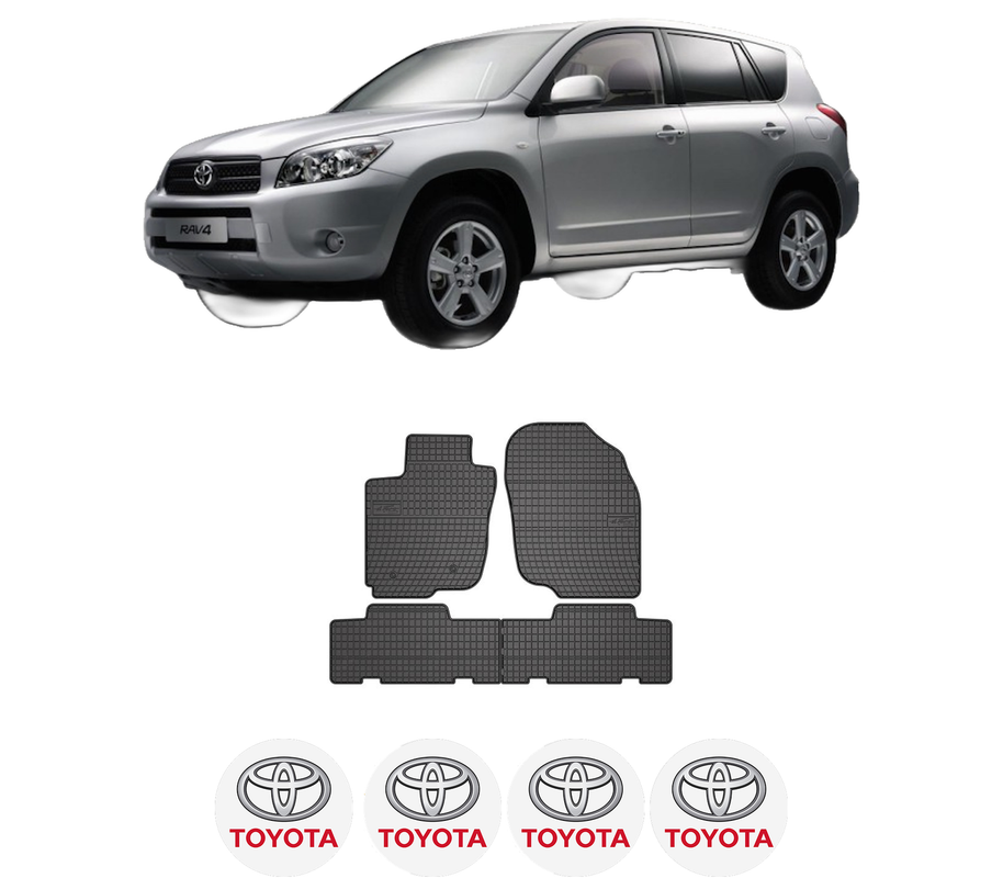 Set covorase presuri TOYOTA RAV 4 III (_A3_) din 2005-2013, auto, din cauciuc thermoplastic, 4 Stickere auto cu TOYOTA